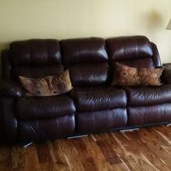  Brown Leather Couch- 2  reclining sections