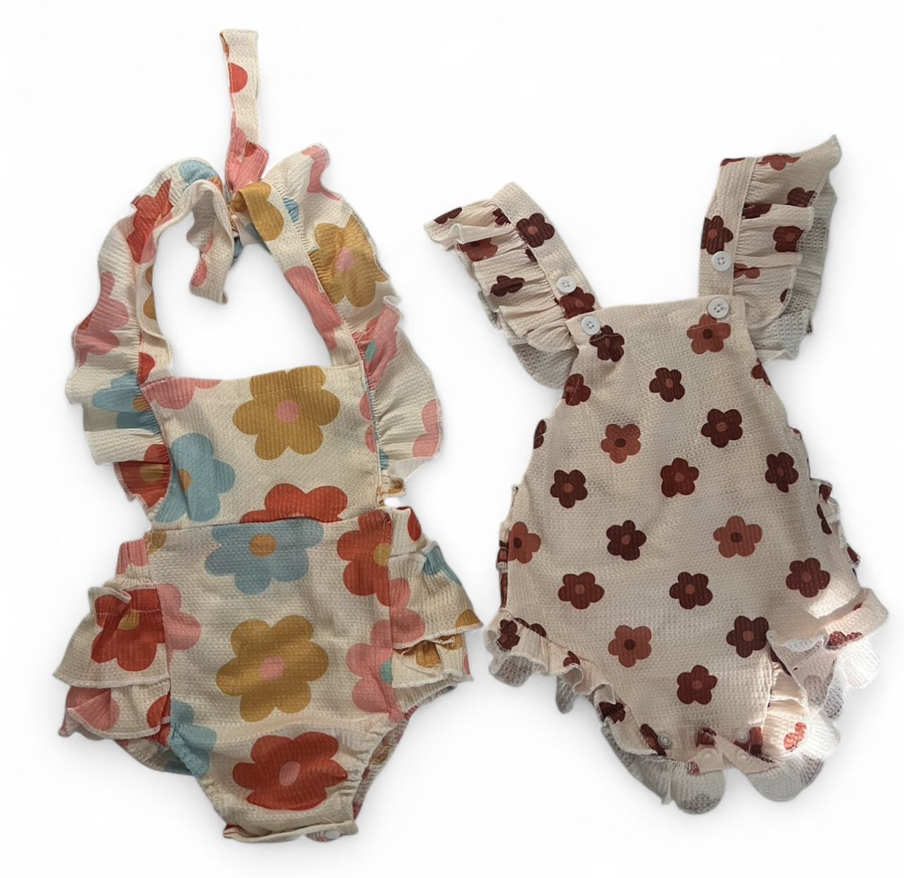 2 Floral Rompers Bodysuits 0-3m