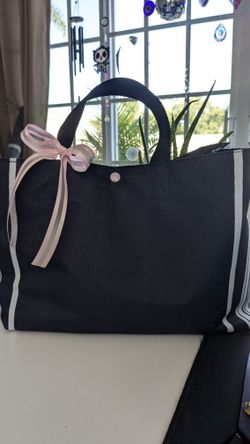 Handmade Tote Bag With Pink Snap Closure 