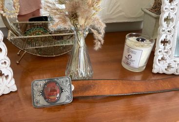 Agate &  leather belt with buckle