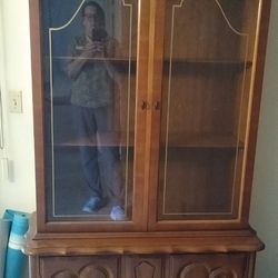 Vintage Smaller Curio Cabinet Solid Wood