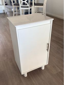 White marble top cabinet