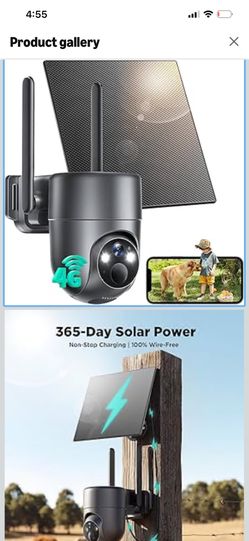 4G LTE Cellular Security Camera, No WiFi Security Camera Wireless Outdoor with SIM Card, Solar Powered, 2K Color Night Vision, 360° View, PIR Sensor, 