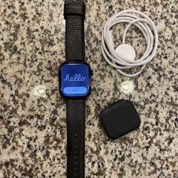 Brand New Apple Watch Series 10 GPS 46mm Jet Black Aluminum With Black Leather Vince camuto band Open to trades  