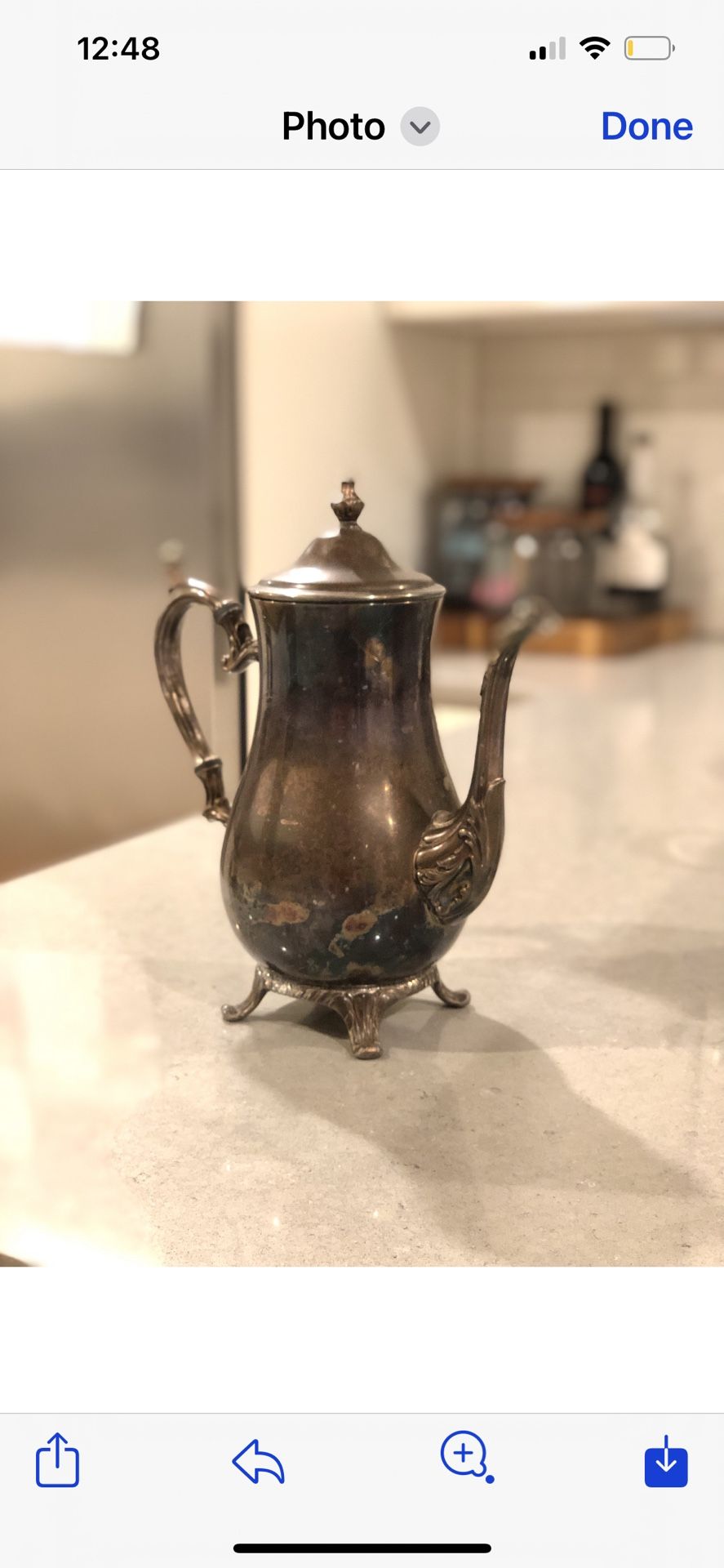 Antique WM Rogers 800 Silver Tea Pitcher