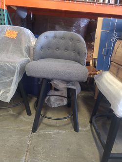 Gray Tufted Upholstered Counter Stool 26" set of 2