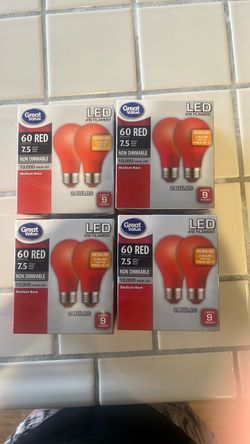 Great Value LED A19 Red Light Bulbs – 4 Boxes