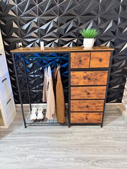 6 Drawer Dresser With Hanging Rack, Power Outlet and LED Lights ights