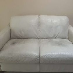 White Leather Natuzzi Editions Love Seat 