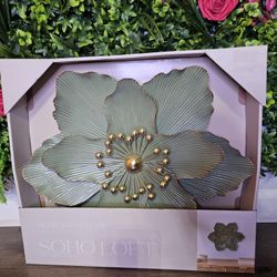  Sage Green And Gold 3D Wall Flower