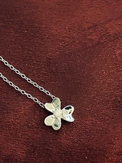 Floral Necklace W/ Moissanite In Sterling Silver 