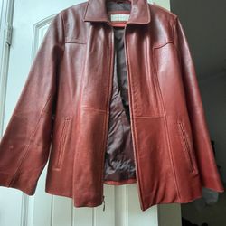LIZ CLAIBORNE DISTRESSED LEATHER WAIST JACKET