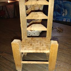VINTAGE Small Light Brown/Tan Wooden Chair With Woven Seat & Tall Back (In Great Condition!) 