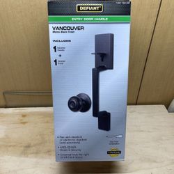 Matte Black Entrance Door Handleset with Hartford Interior Knob