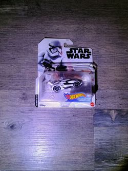 Hot Wheels Star Wars character car featuring a First Order Stormtrooper