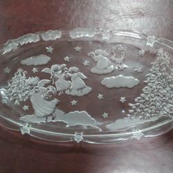 Mikasa Holiday Lights Frosted Crystal Oval Sweet Dish