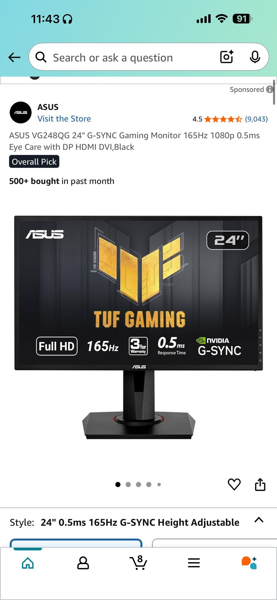 Asus Monitor 24” 165hz Respond Time
