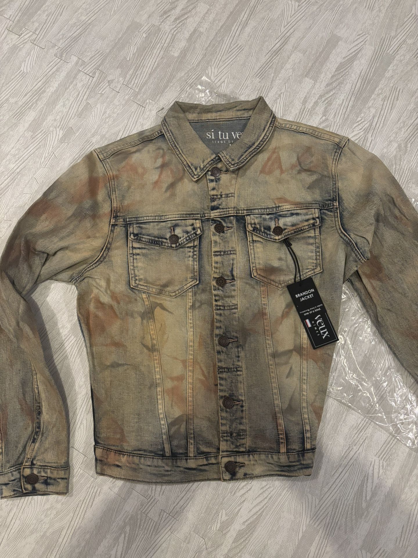 SI TU VEUX Brandon Jacket Wine Tint Indigo Denim - Large