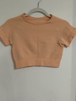 Peach Short Sleeve Crop Top