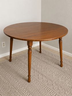 Round Solid Wood Dining Table – Seats 4 | Classic Brown Finish
