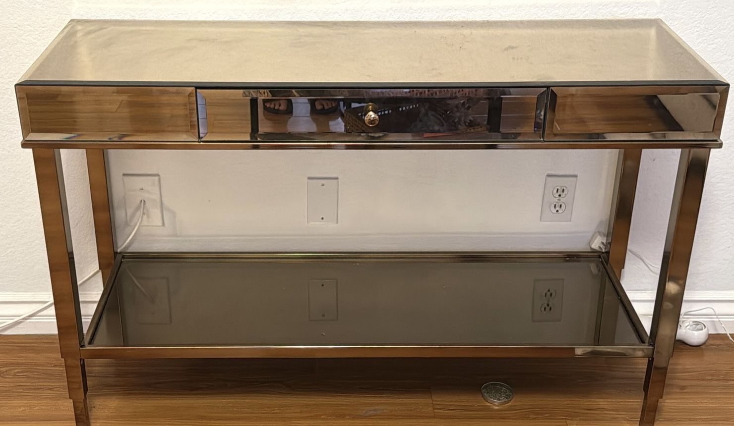 Modern Gold Mirrored Console Table Entry Table with drawer storage