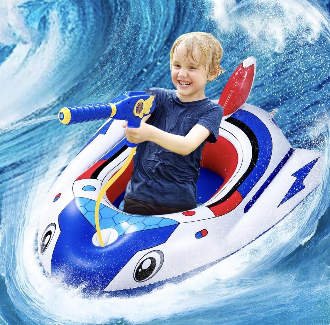 Pool Floats Toys for Kids with Water Gun, Inflatable Ride - NEW