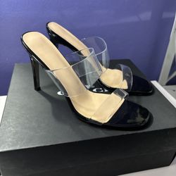 Clear Strap Black Stiletto/ Heel