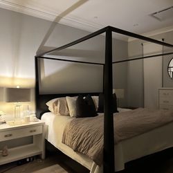 King Size Black Wood Modern Bed Frame For Sale With Mattress 