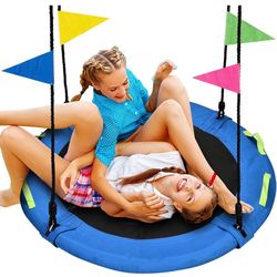 48 inch Tree Swing, Larger Saucer Flying Swing for Whole Family, 900lbs Weight Capacity, with Adjustable Hanging Straps, Swing Sets for Outdoor Playgr