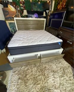 King Bed Frame with Storage Drawers