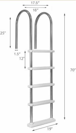 XtremepowerUS 5-Step Swimming Pool Ladder, Non-Slip Steps Ladder for In-Ground Stainless Steel Step for Indoor/Outdoor Pool, (5 Step) 50+ bought in pa