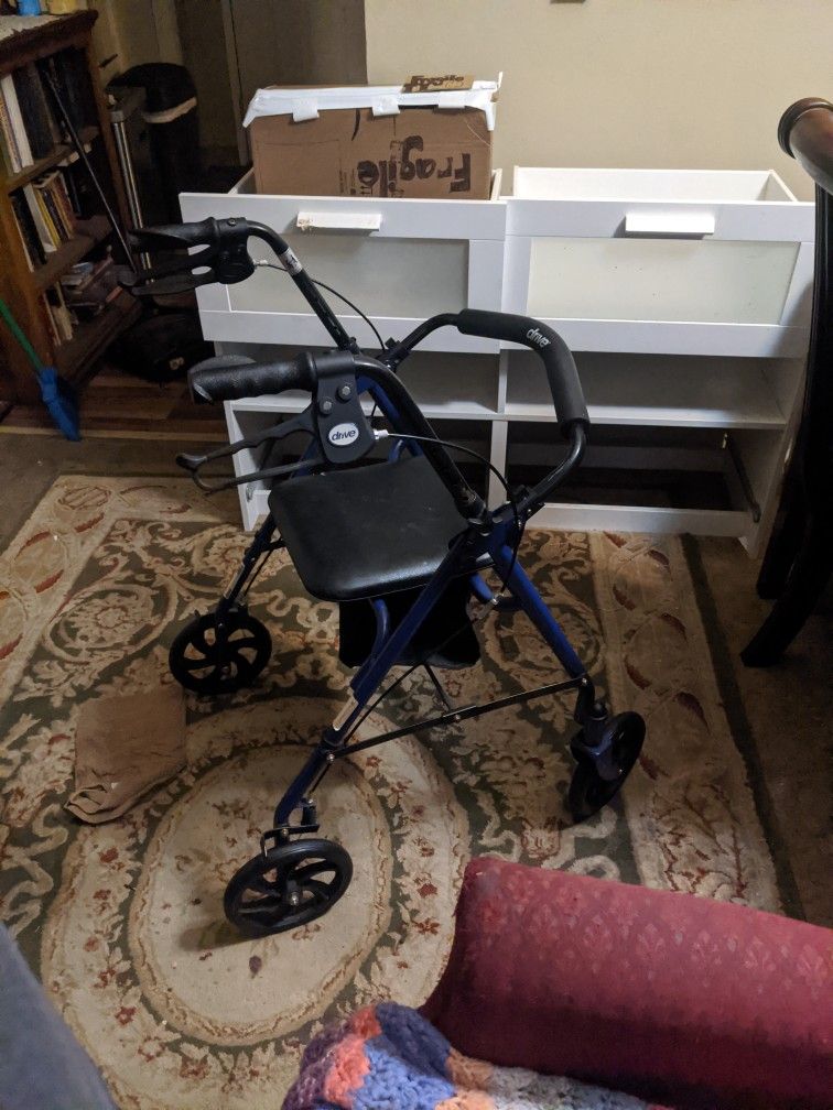 Drive Medical Walker W/ Brakes And Transport Chair Purple