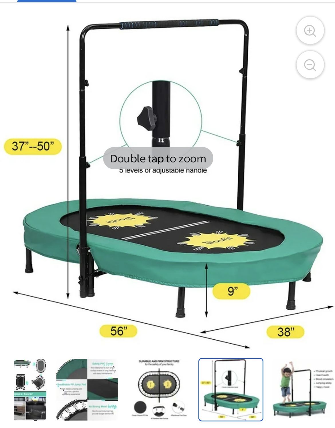 Doufit Indoor Trampoline for 2 Kids - 220 lb Weight Limit