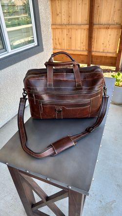 Brown Leather Briefcase Messenger Bag