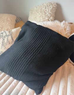 Black Textured Throw Pillow