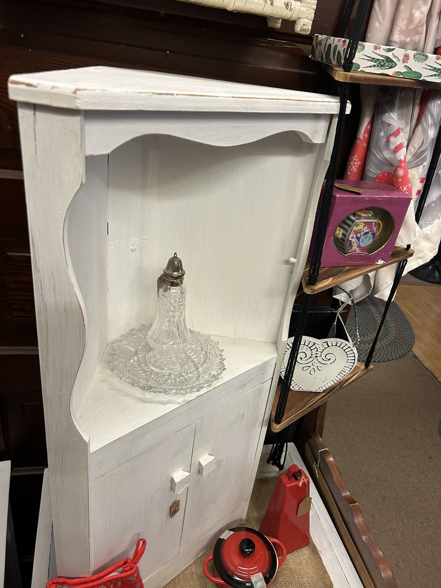 Cute Vintage Small Corner Cabinet w/ Shelf