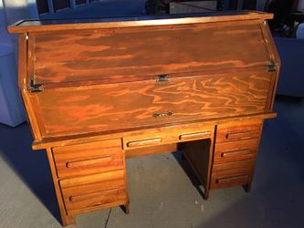 Hand-Made Solid Wood Roll-Top Desk