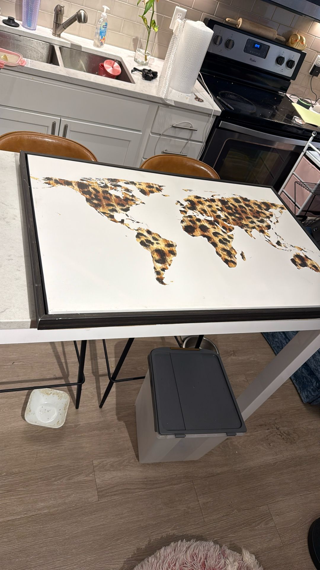 Large 36”x24” Hobby Lobby Leopard Print World Map Wall Art