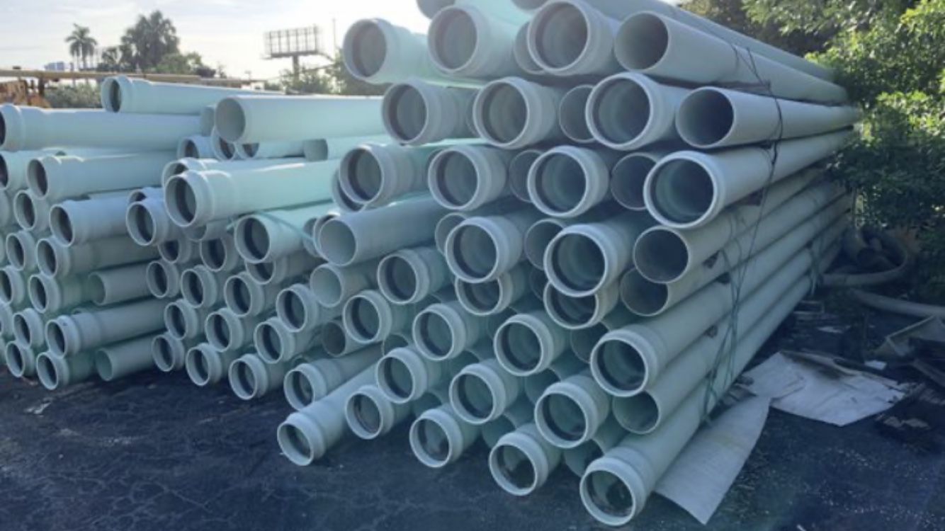 PVC 20 feet of unused 6” green C900 pvc sewer-force main pipe. PVC C-900 DR-25 Pipe