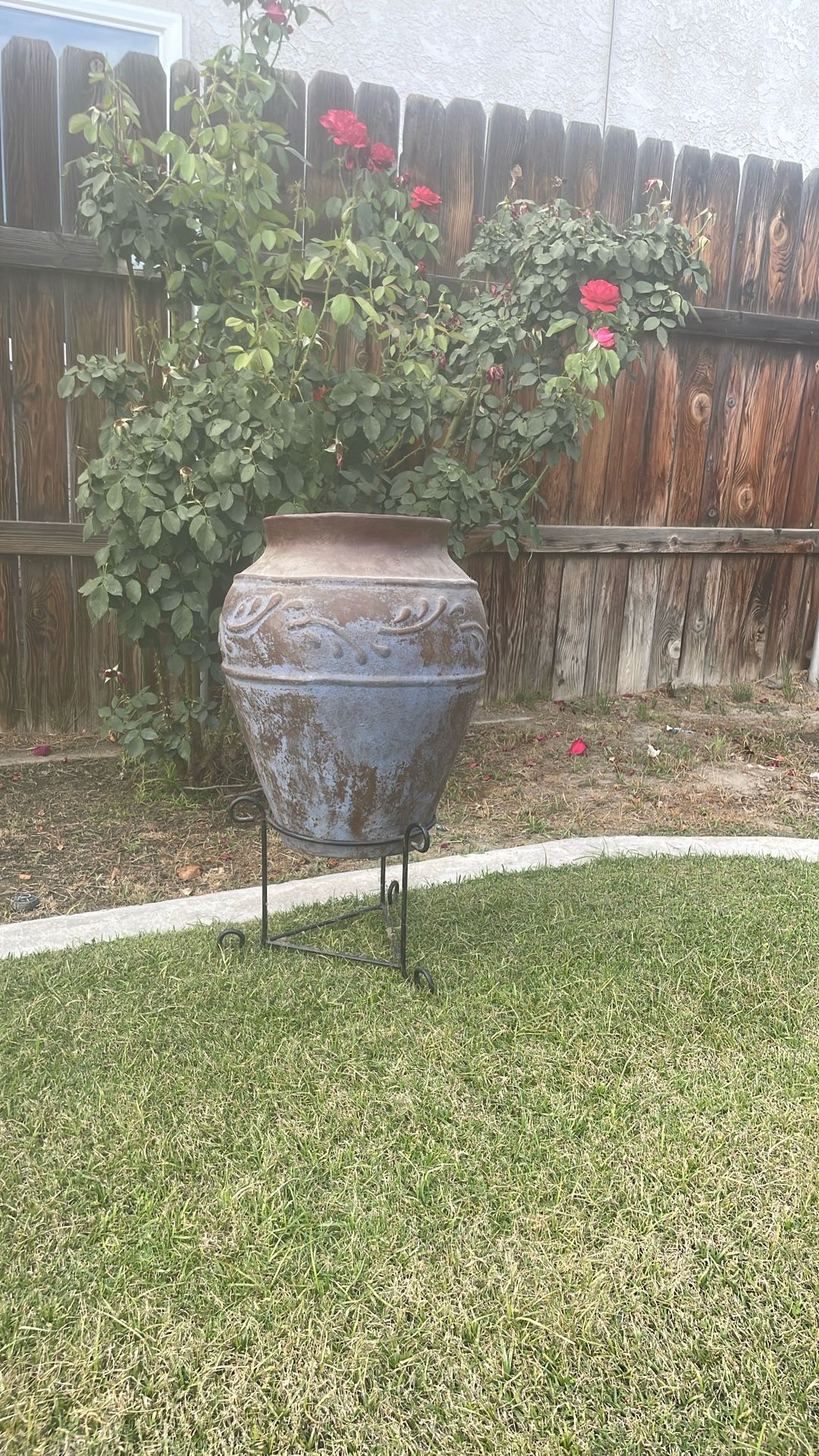 Large Heavy Vase With Stand