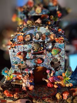 Fairy House - hand made One-of-a-Kind- "The Sunken Pixie Palace"