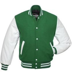 New Stuart And Strauss Letterman Jacket (Kelly Green)