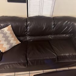 Dark Brown Leather Sofa and Loveseat Set