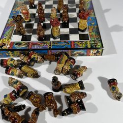 AZTEK INCA MAYAN vs SPANISH CONQUISTADORS Ceramic Chess Set Panama