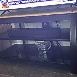 Two Piece Leather Recliner Set/Brown Tv Stand 