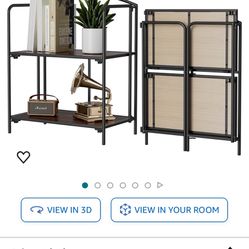 Brand new！No Assembly Folding Bookshelf, 2 Tier Black Bookshelf