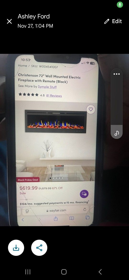 Electric Remote Control Fire Place