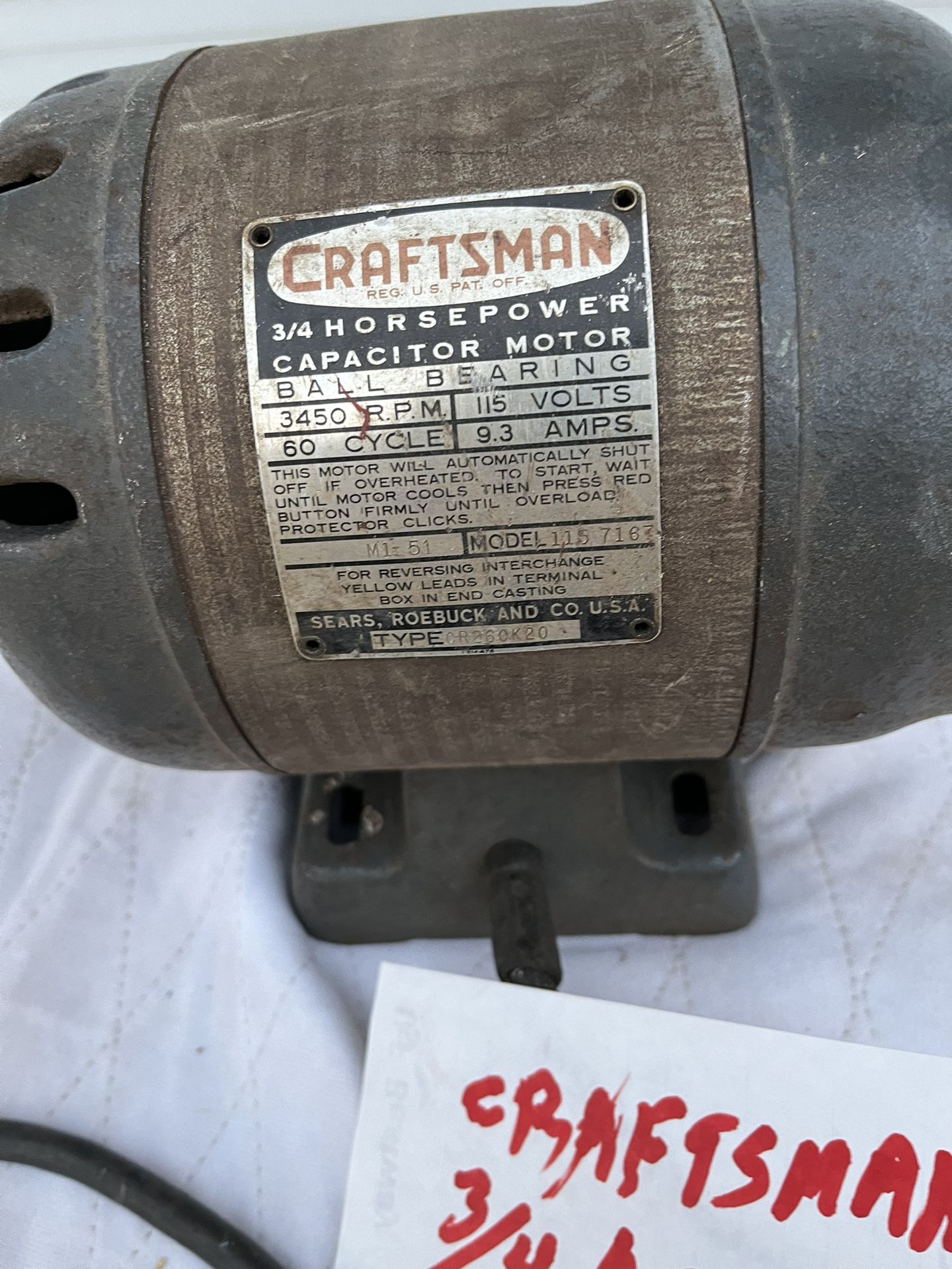 Craftsman saw motor