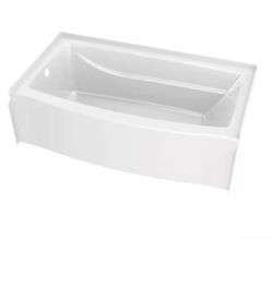 Delta Classic 500 Curve 60 in. x 32 in. Alcove Deep Soaking Bathtub with Left Drain in High Gloss Wh