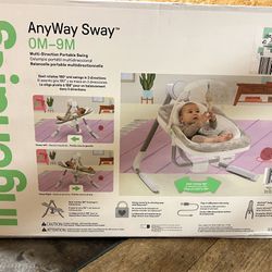 Ingenuity Anyway Sway 5-Speed Multi-Direction Portable Baby Swing with Vibrations - Ray (Unisex)